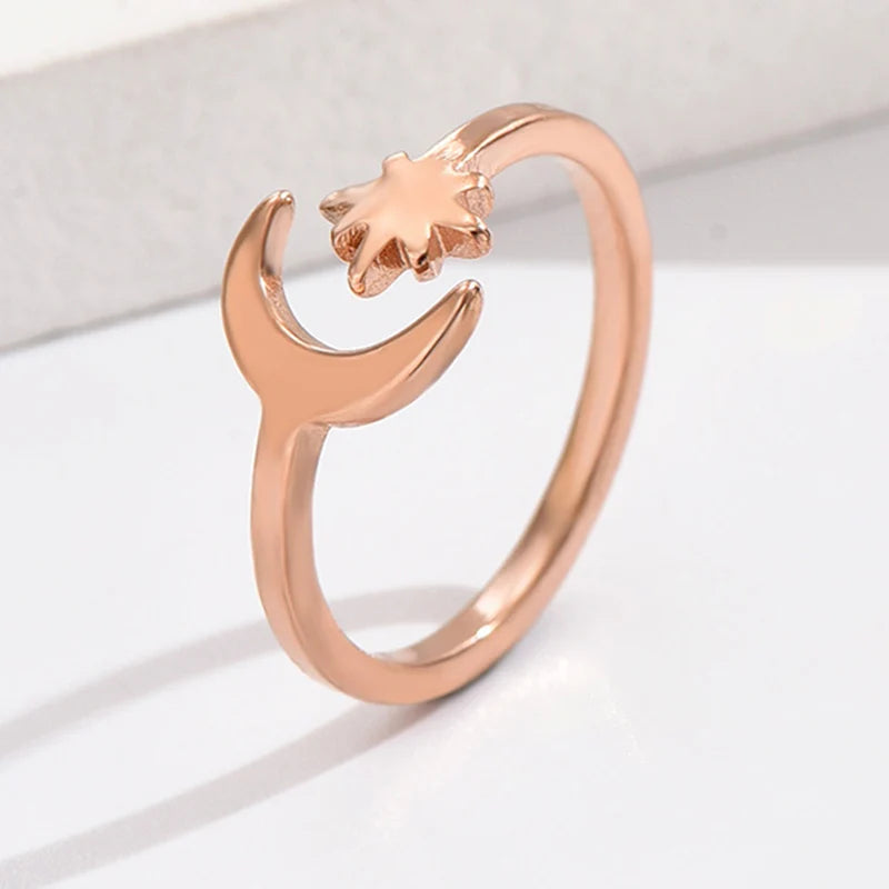 3PCS Toe Rings for Women Adjustable Stainless Steel Simple Stars Moon Smooth Ring Summer Beach Finger Foot Ring Gift Jewelry