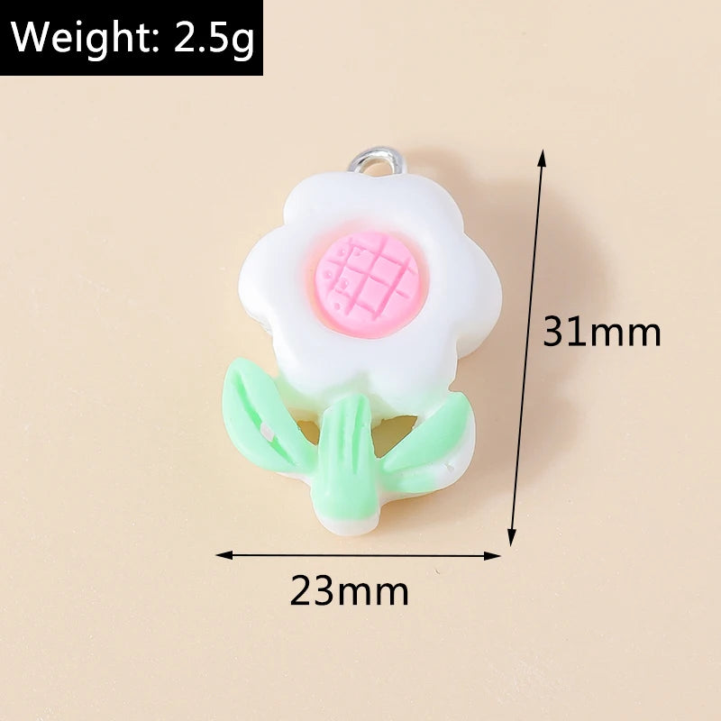 15pcs New Mix Kawaii Summer Vacation Pink Flower Heart Butterfly Ice Cream Star Resin Earrings Charms Diy Jewelry Making Pendant