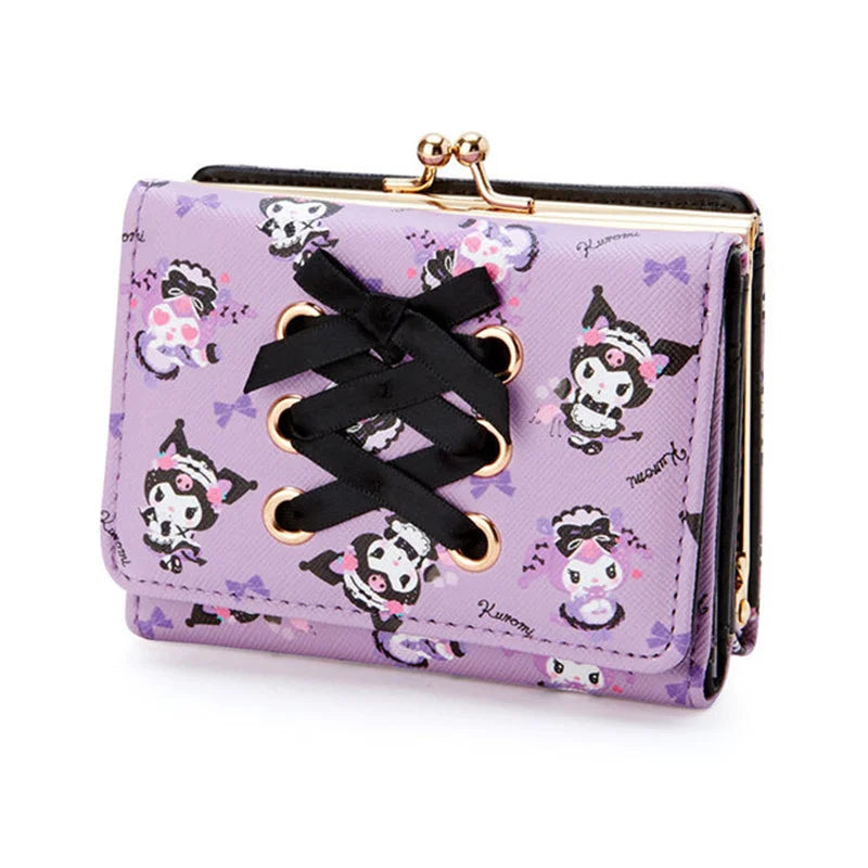 MINISO Kawaii Hello Kitty Wallet Keychains Sanrio Pochacco My Melody ACGN Cards Bag Kuromi Coin Anime Bag