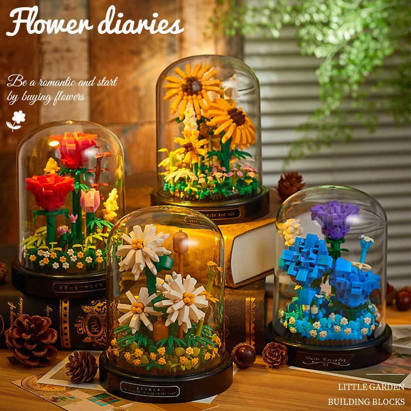 Eternal Life Flowers Building Blocks Micro Flower Mini Bricks Particles Home Decoration Assembling Puzzle Toy Girls Kids Gifts