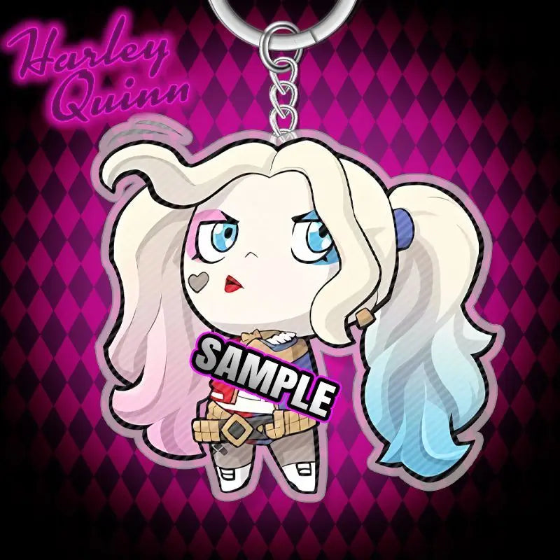 BeastKingdom Joker Harley Quinn Anime Movie Peripheral Keychain Holiday Gift Creative Cartoon Q Version Acrylic Backpack Pendant