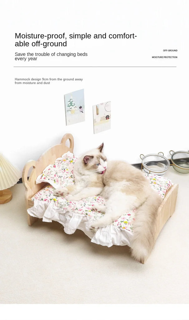 summer and winter four-season universal floor-standing wooden removable and washable princess bed cat bed