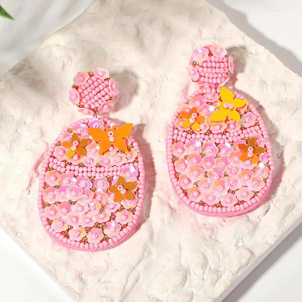 AENSOA Bohemian Starfish Lobster Conch Seed Bead Drop Earrings for Women Handmade Ocean Animal Earrings Summer Beach Jewelry