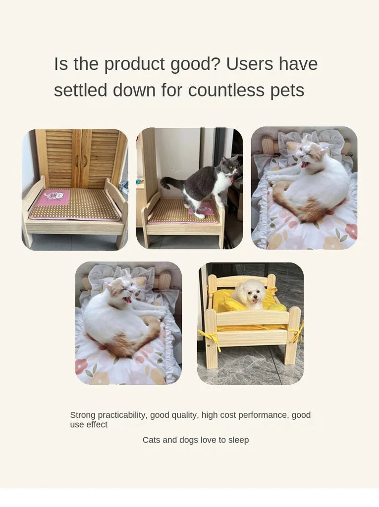 summer and winter four-season universal floor-standing wooden removable and washable princess bed cat bed