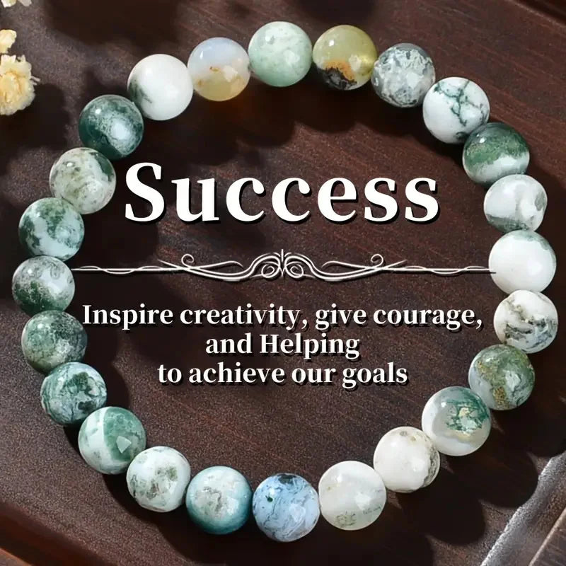1 Piece Of Depression Healing Crystal Stone Bracelet. Dendritic Agate. Relieves Stress, Enhances Confidence And Eliminates Worry