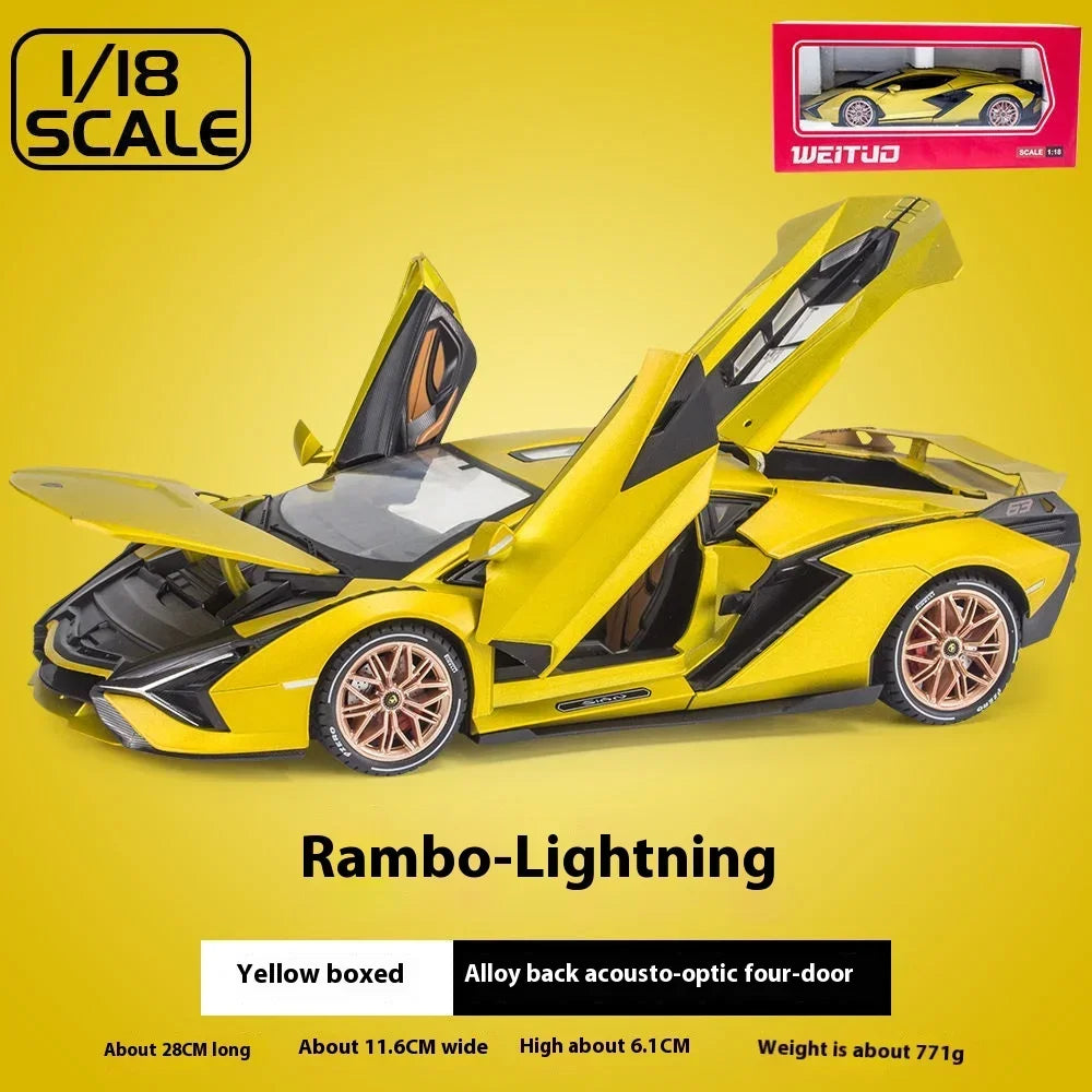 1:18 Lamborghini SIAN FKP 37 sports car Diecast Metal Alloy Model car Sound Light Pull Back Collection Kids Toy Gifts