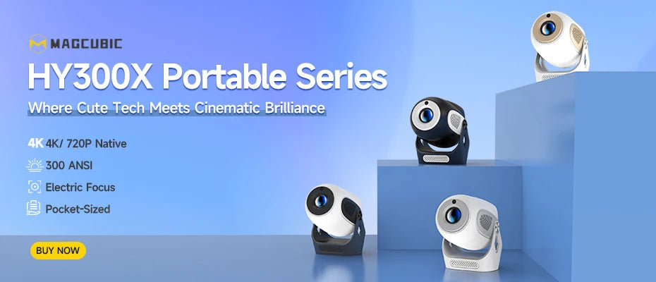 Magcubic HY320 Mini Newly Native 720P Android 11 4K Projector 300ANSI Wifi6 BT5.0 Cinema Outdoor Portable 180° Rotable Projector