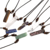 Men Vintage Rectangle Obsidian Pendent Necklace Natural Tiger Eye Labradorite Gem Leather Rope Braid Necklace Healing Jewelry
