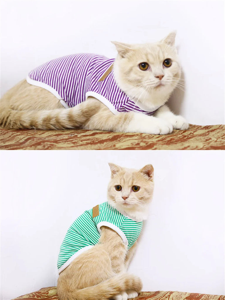 Summer Cotton Cat Puppy Vest Classic Stripes Pet Sleeveless T-shirt for Small Dogs Cats Kitten Clothing Outfit ropa para gatos