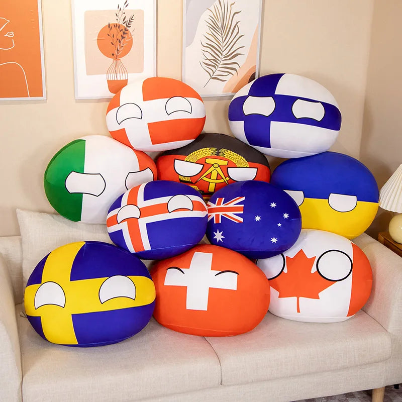 20-40cm Stuffed Polandball Pillow Countryball Japan United Nation Ukraine Switzerland Germany Italy Plush Toy Kawaii Kid's Gifts