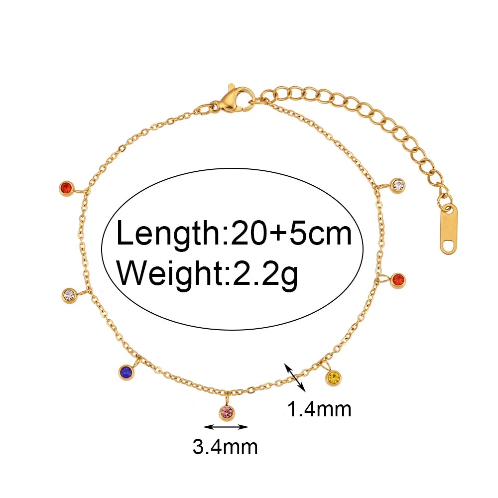 Blingbing Trendy 3mm 3A Zircon Cubic Zirconia Tennis Chain Anklets Leg Bracelets For Woman Stainless Steel Bracelet On the Leg