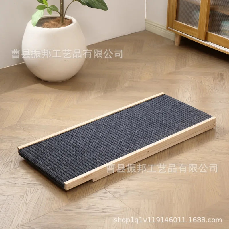 ‌Adjustable Wooden Pet Stairs & Ramp - Foldable Dog Steps for Indoor Cats, Portable Climbing Frame with Anti-Slip Surface