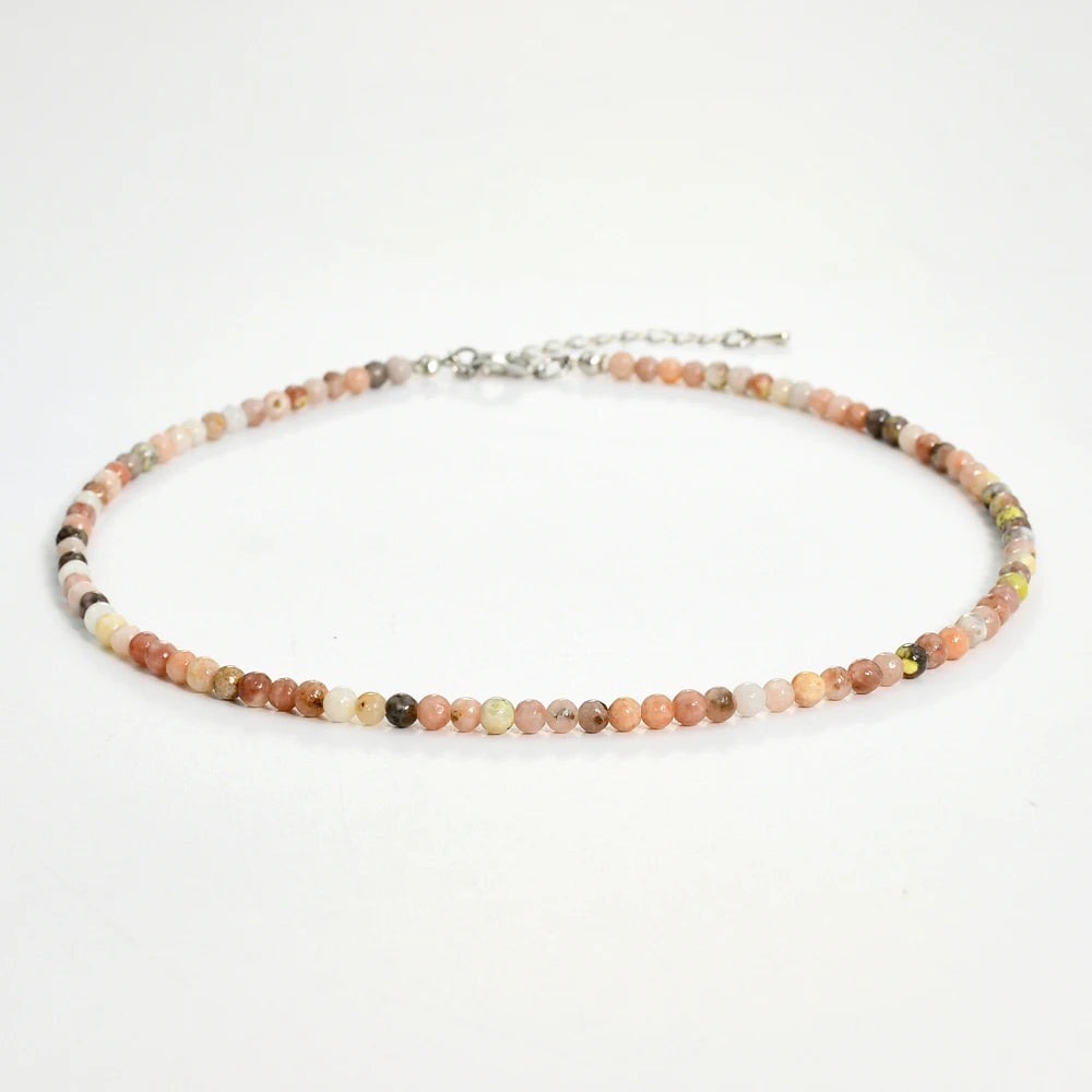 Yumfeel Bohemian Colorful Natural Stone 4mm Round Beads Necklaces Women Summer Friendship Neck Jewelry Fashion Vacation Chokers