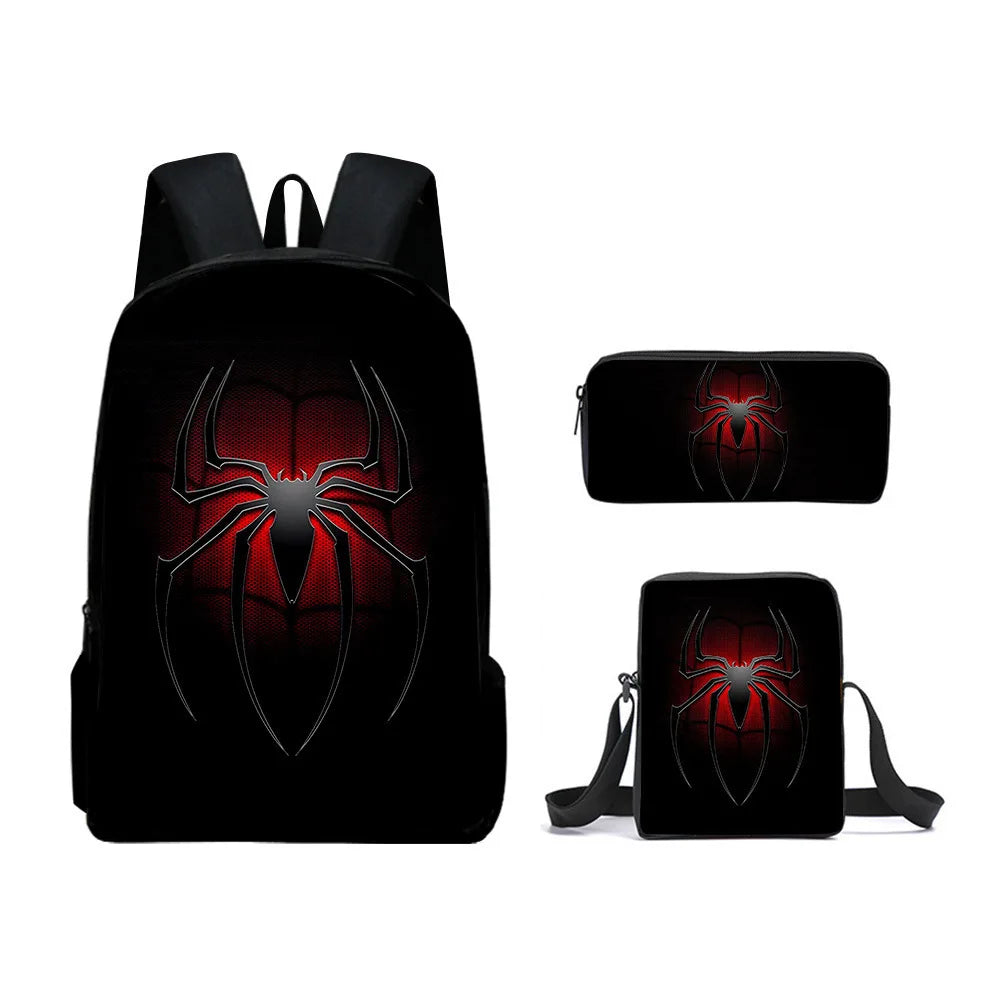 3pcs/set Spider Man Students Backpack Pencil Case Messenger Bag Wear-resistant Lightening Breathable Waterproof Schoolbag