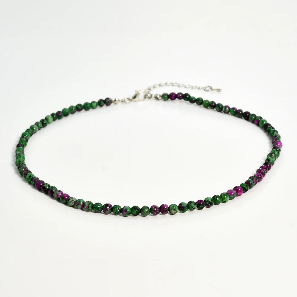 Yumfeel Bohemian Colorful Natural Stone 4mm Round Beads Necklaces Women Summer Friendship Neck Jewelry Fashion Vacation Chokers