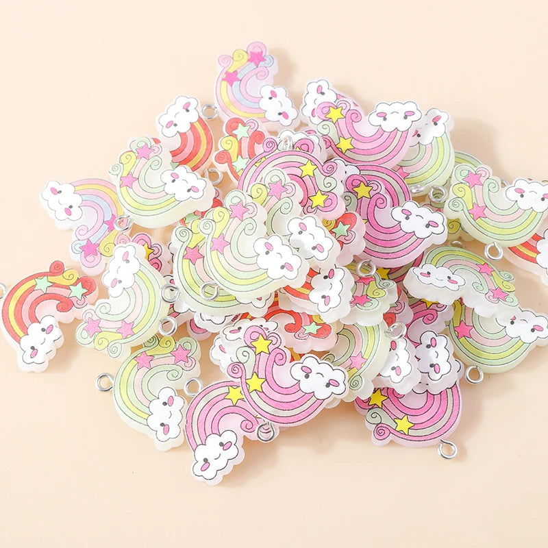15pcs New Mix Kawaii Summer Vacation Pink Flower Heart Butterfly Ice Cream Star Resin Earrings Charms Diy Jewelry Making Pendant