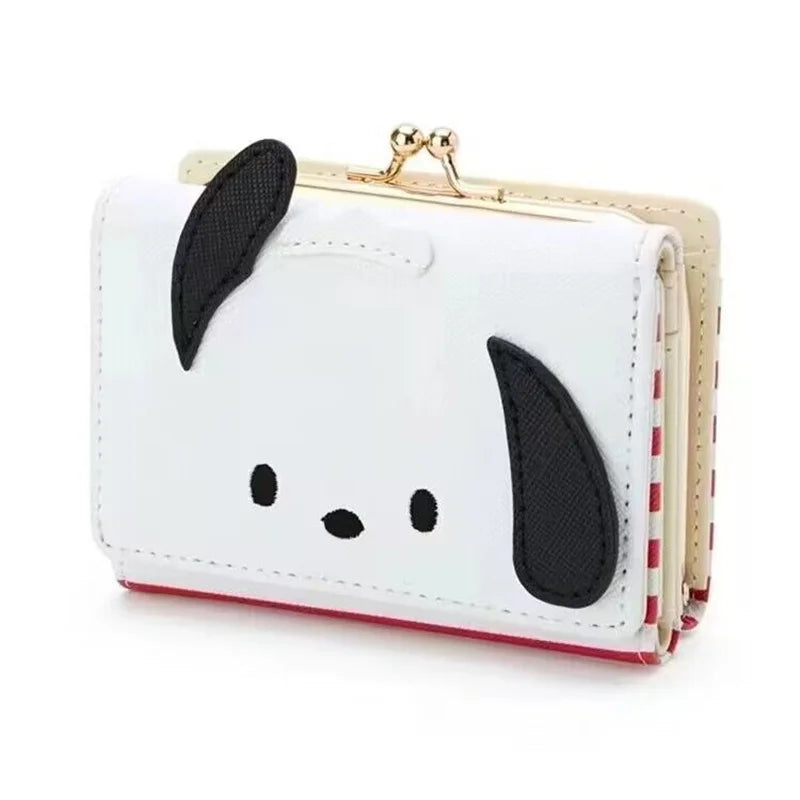 MINISO Kawaii Hello Kitty Wallet Keychains Sanrio Pochacco My Melody ACGN Cards Bag Kuromi Coin Anime Bag