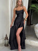 Articat Elegant Spaghetti Strap Satin Split Maxi Dress Women Sexy Backless Bodycon Party Evening Dress Summer Holiday Beachwear
