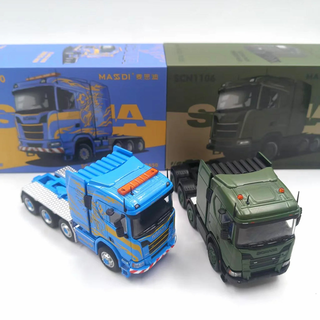 In Stock Masdi 1:64 Scania R650 Transport Vehicle Flatbed Trailer Alloy Miniature Diecast Model Trailer Car Model Custom Toys