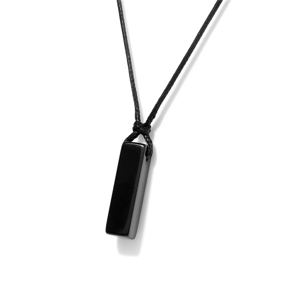 Men Vintage Rectangle Obsidian Pendent Necklace Natural Tiger Eye Labradorite Gem Leather Rope Braid Necklace Healing Jewelry