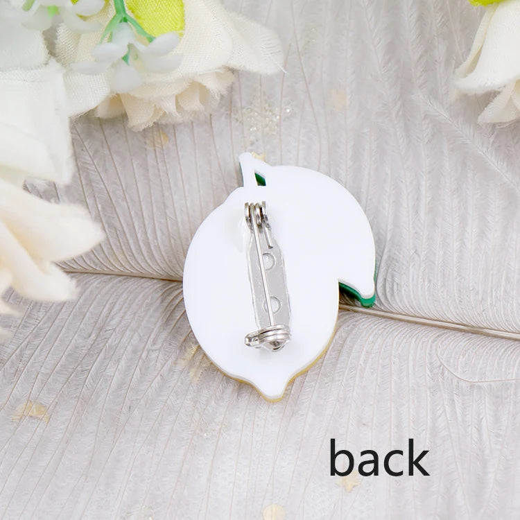 35mm Cute Pear Brooch (Safty Pin) Laser cut Acrylic Jewelry For Baby Girl Gift