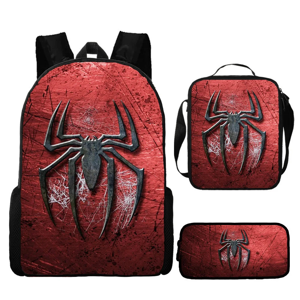 3pcs/set Spider Man Students Backpack Pencil Case Messenger Bag Wear-resistant Lightening Breathable Waterproof Schoolbag