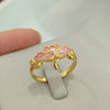 HX New Chinese Style Pink Enamel Ring with Water Drop Retro Light Luxury High End Charm Ring Opening Jewelry