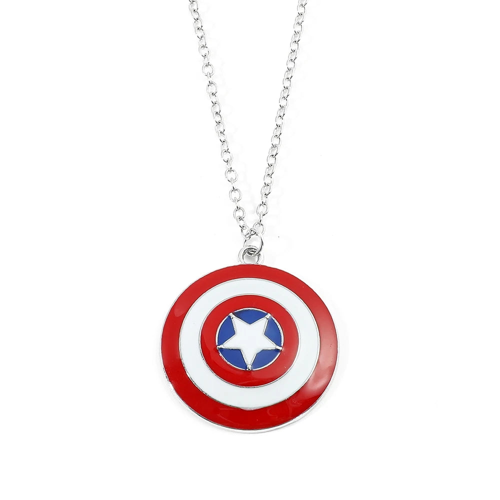 Marvel Superhero Captain America Necklace Round Pentagram Shield Pendant Neck Chain Fans Jewelry Gift