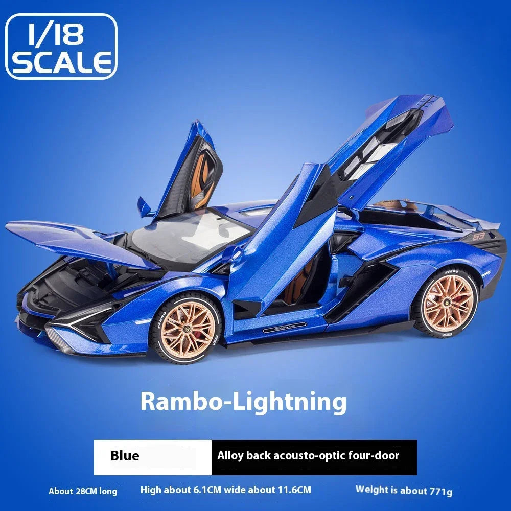 1:18 Lamborghini SIAN FKP 37 sports car Diecast Metal Alloy Model car Sound Light Pull Back Collection Kids Toy Gifts
