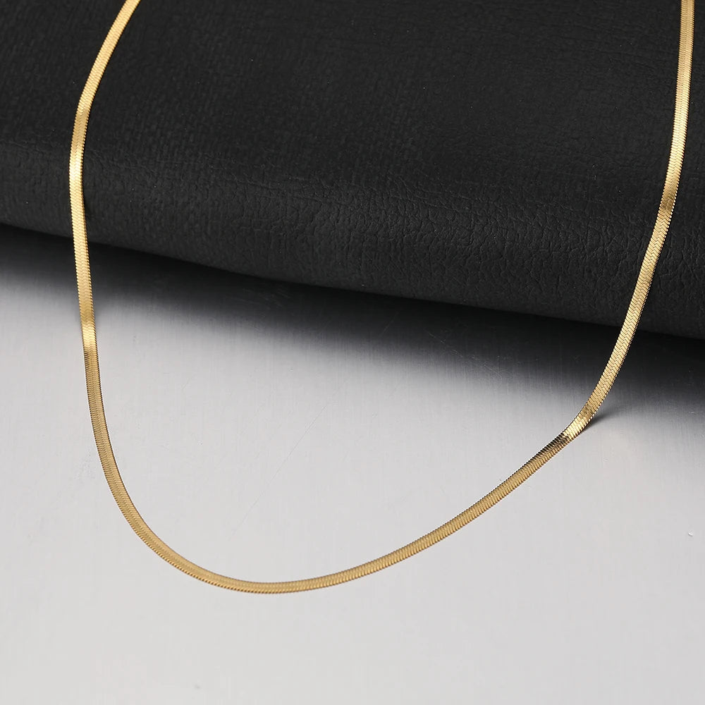 Stainless Steel Necklaces Herringbone Blade Snake Chain Light Luxury Unisex Clavicle Choker Men Necklace For Women Jewelry Gifts