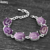 Vintage Oval Natural Jades Quartz Bracelet For Women Prong Natural Stone Amethysts Tiger Eye Lapis Lazuli Bracelets