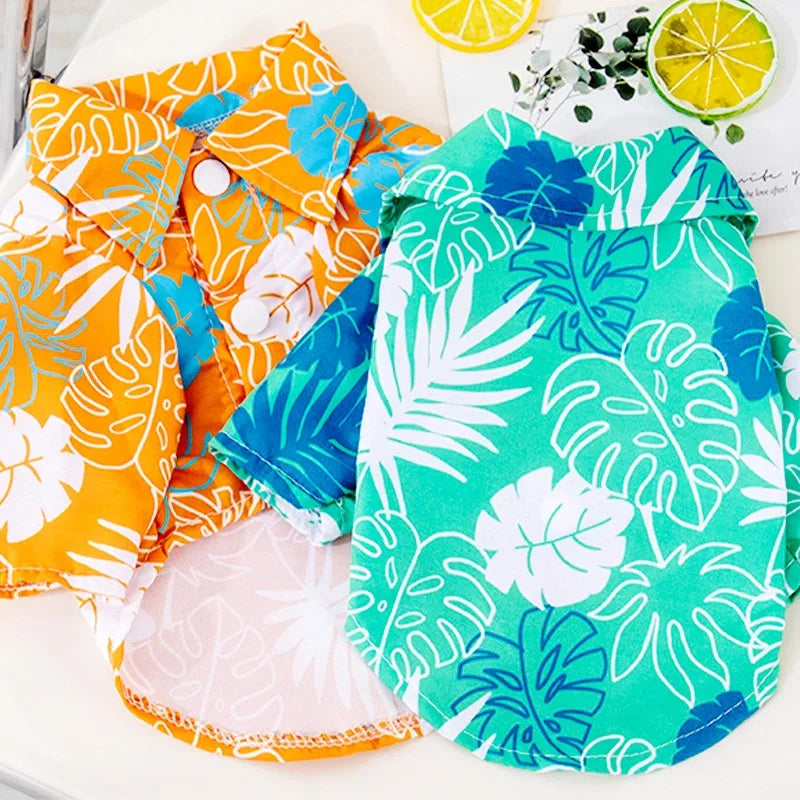Summer Pet Clothes Hawaiian Style Pet Beach Dog Shirts Fashion Puppy Vest Coconut Print Cat Shirt Chihuahua Yorkies Pet Clothes