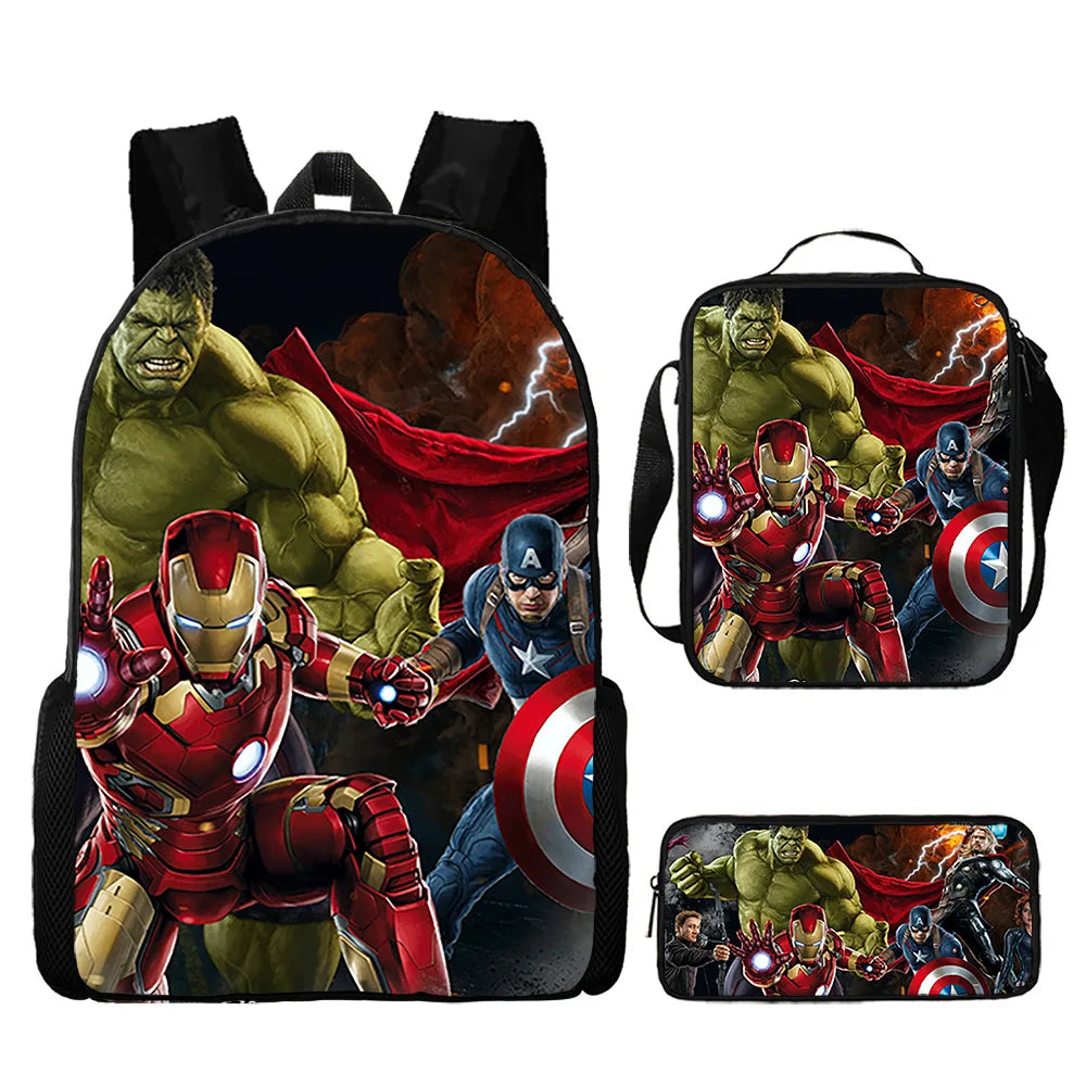 3pcs/set Spider Man Students Backpack Pencil Case Messenger Bag Wear-resistant Lightening Breathable Waterproof Schoolbag