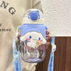Sanrio Cinnamoroll Large Capacity Water Bottle Cartoon Kuromi Melody Portable Straw Water Cup for Outdoor Sports Fitness 690ml