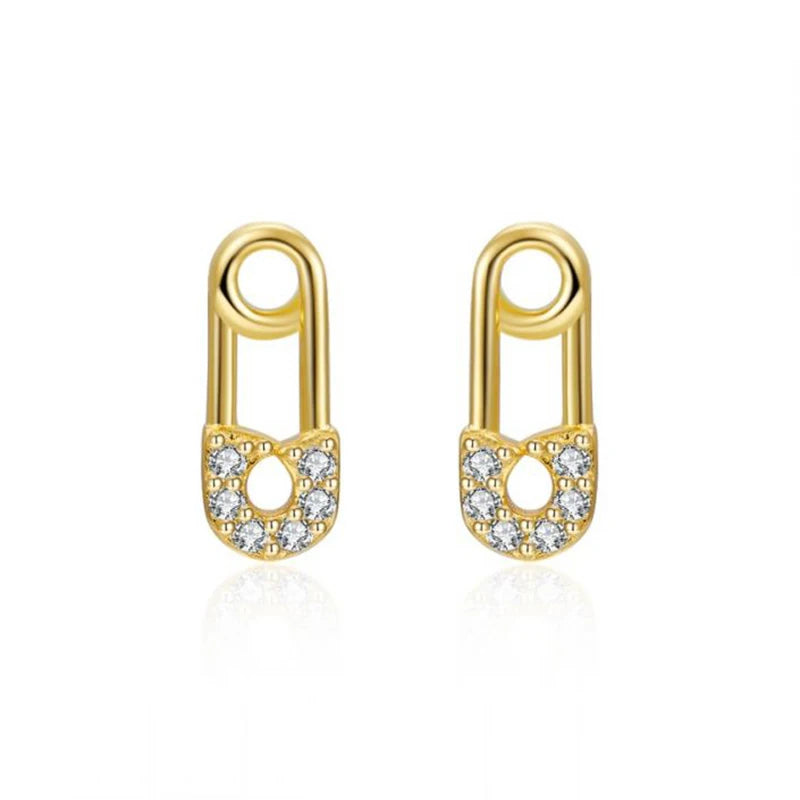925 Sterling Silver Ear Needle key Pendant Hoop Earrings Gold Earrings For women Lock Pierced Earrings Fashion Party Jewelry
