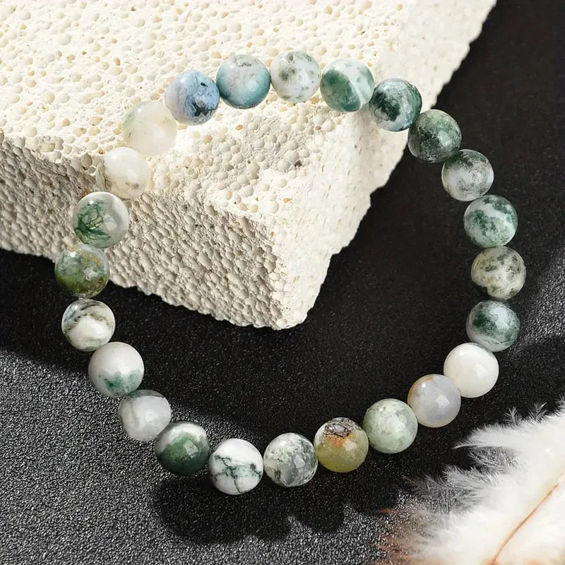 1 Piece Of Depression Healing Crystal Stone Bracelet. Dendritic Agate. Relieves Stress, Enhances Confidence And Eliminates Worry