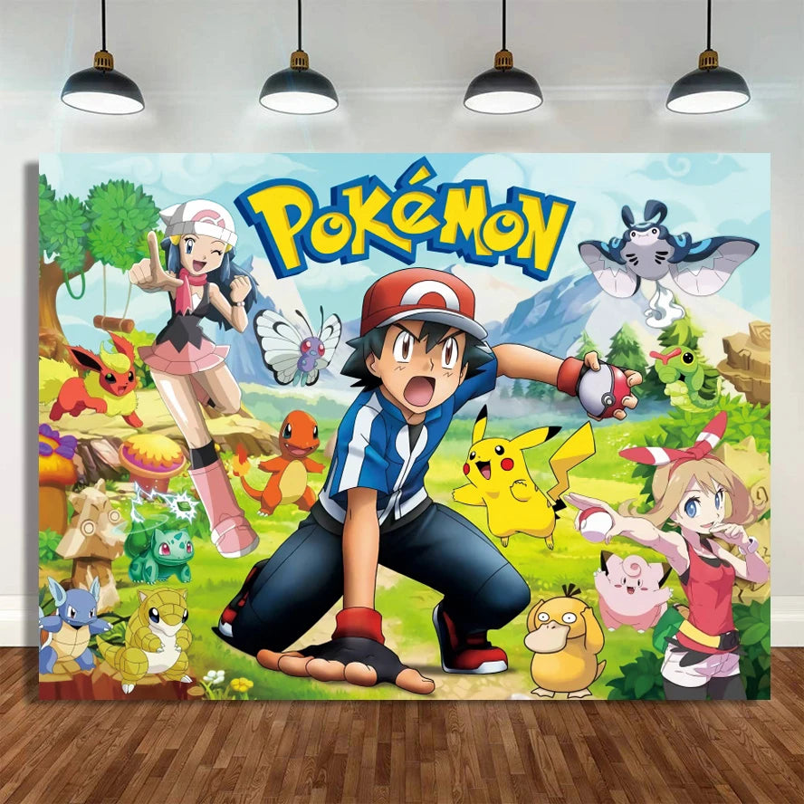 Pokemon Birthday Party Supplies Pikachu Party Decorations Foil Balloons Blowouts Tableware Plate Napkin Baby Shower Supplies Toy