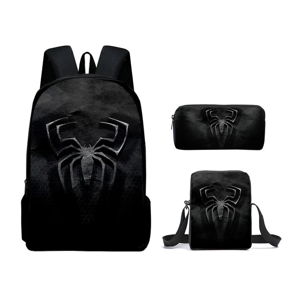 3pcs/set Spider Man Students Backpack Pencil Case Messenger Bag Wear-resistant Lightening Breathable Waterproof Schoolbag