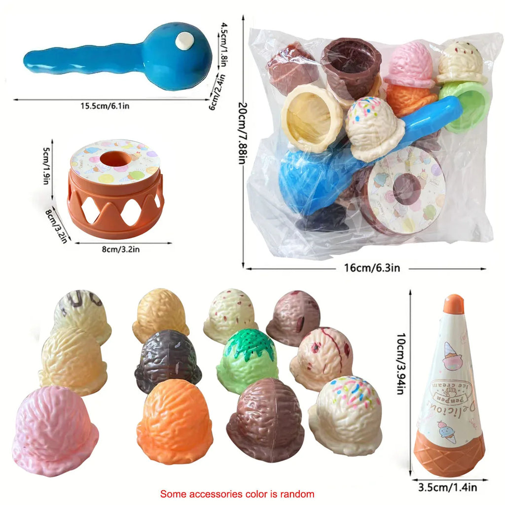 Children Simulation Food Kitchen Toy lceCream Stack Up Play Kids Pretend PlayToys Educational Toys For Baby Gifts