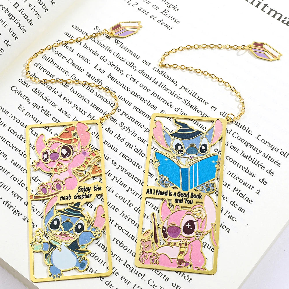 New Disney Stitch and Angel Creative Metal Bookmark with Tassel Reading Supplies Fans Christmas Birthday Back To School Gifts