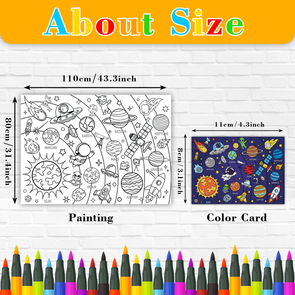 Large Children Drawing DIY Space Sticky Color Filling Paper Coloring Paper Coloring Tablecloth For Kids Early Educational Toys