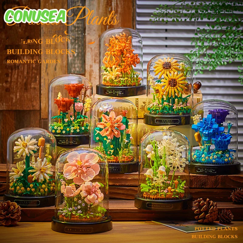Eternal Life Flowers Building Blocks Micro Flower Mini Bricks Particles Home Decoration Assembling Puzzle Toy Girls Kids Gifts