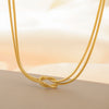Skyrim Double Snake Chain Love Knot Necklace Women Stainless Steel Gold Color Minimalist Clavicle Chain Choker Jewelry Gift