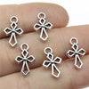 20pcs Charms Hollow Lovely Cross Antique Bronze Silver Color Pendants DIY Crafts Making Findings Handmade Tibetan Jewelry