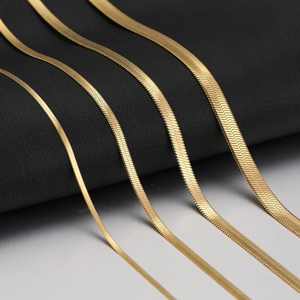 Stainless Steel Necklaces Herringbone Blade Snake Chain Light Luxury Unisex Clavicle Choker Men Necklace For Women Jewelry Gifts