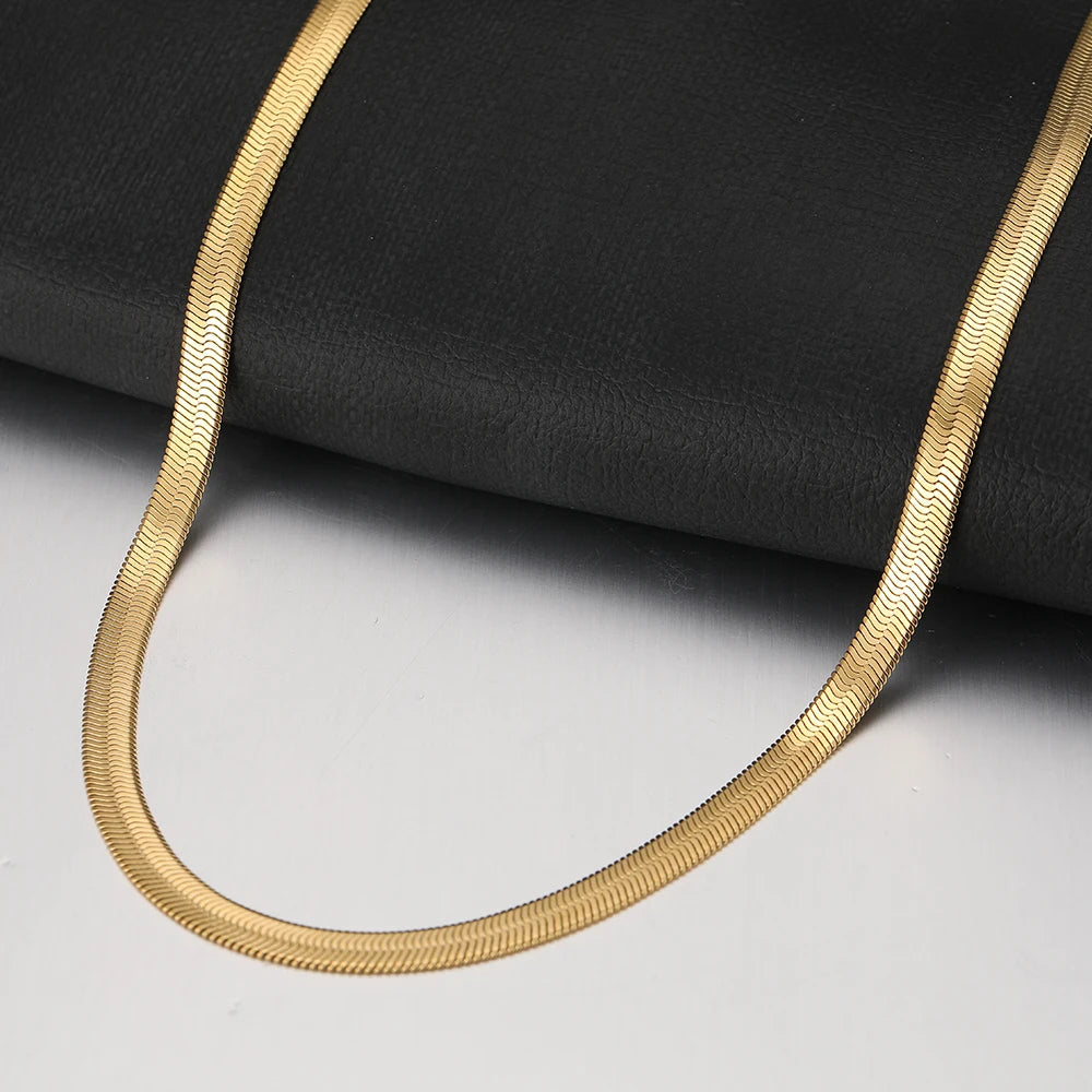 Stainless Steel Necklaces Herringbone Blade Snake Chain Light Luxury Unisex Clavicle Choker Men Necklace For Women Jewelry Gifts