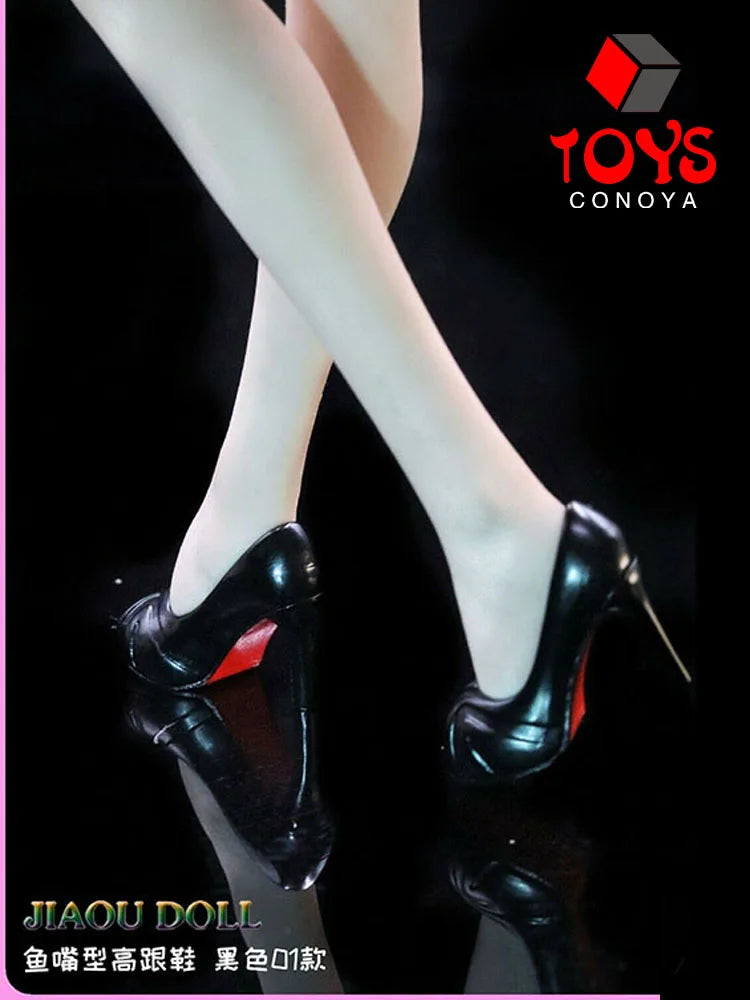 1/6 Scale Female Fishbill High Heels Shoes Model Fit 3.3cm Length Feet Soldier 12" Action Figure Body