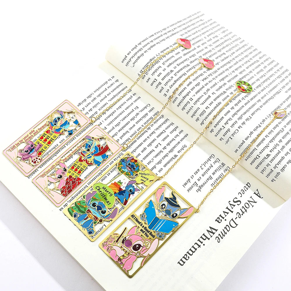 New Disney Stitch and Angel Creative Metal Bookmark with Tassel Reading Supplies Fans Christmas Birthday Back To School Gifts