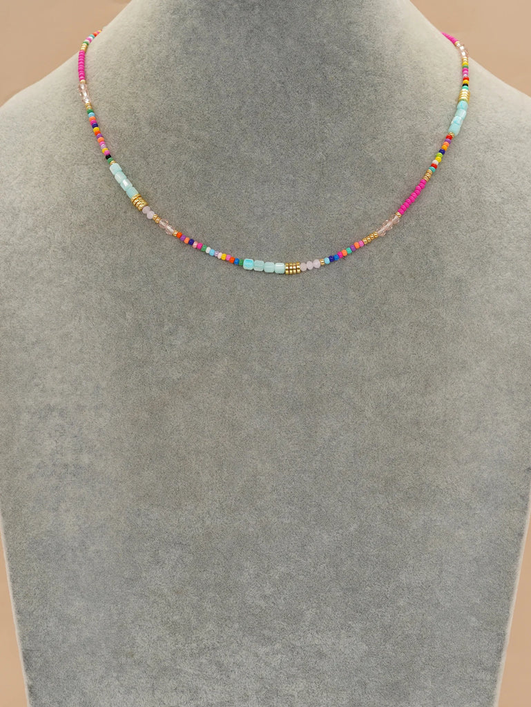 Go2boho Boho Beaded Necklaces For Women Dainty Colorful Summer Bohemian Mixed Bead Crystal Nekclace Choker Beach Jewelry