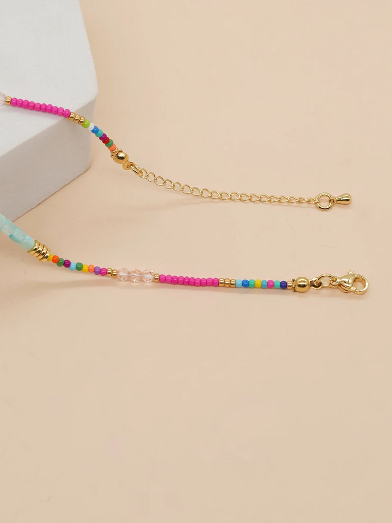 Go2boho Boho Beaded Necklaces For Women Dainty Colorful Summer Bohemian Mixed Bead Crystal Nekclace Choker Beach Jewelry
